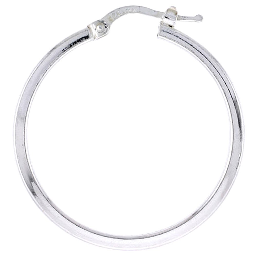 1.25-2.5 Inch Sterling Silver Square Tube Click Top Hoop Earrings for Women | 2mm Thin Italian Crafted Jewelry | Perfect for Everyday Wear, Office & Special Occasions