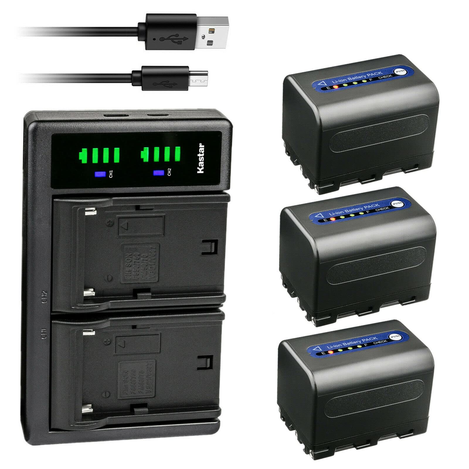 Kastar 3-Pack NP-QM71D Replacement Battery & LTD2 USB Charger Compatible with Sony CCD Cameras (CCD-DVD91, CCD-HC14, CCD-HC15, CCD-HC88, CCD-PC6, CCD-PC8, CCD-PC9, CCD-PC100, CCD-PC101, CCD-PC103, CCD-PC104, CCD-PC105, CCD-PC110) - Perfect for Travel, Vlogging & Home Video Recording