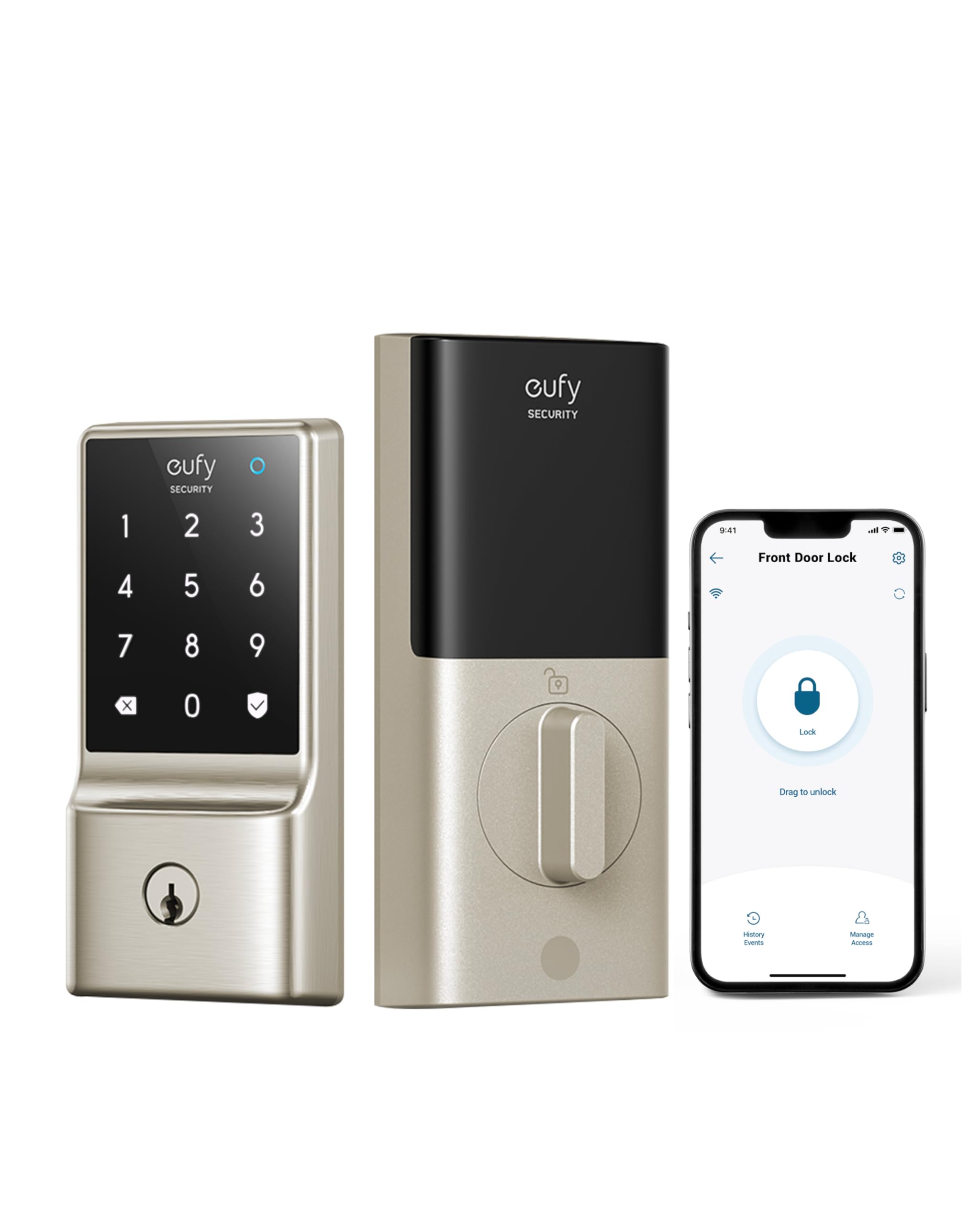 Eufy Security Smart Lock C210 - Keyless Entry WiFi Deadbolt for Front Door, Touchscreen Keypad, App Remote Control, Easy Installation, No Bridge Required | Secure Home Access for Family & Guests