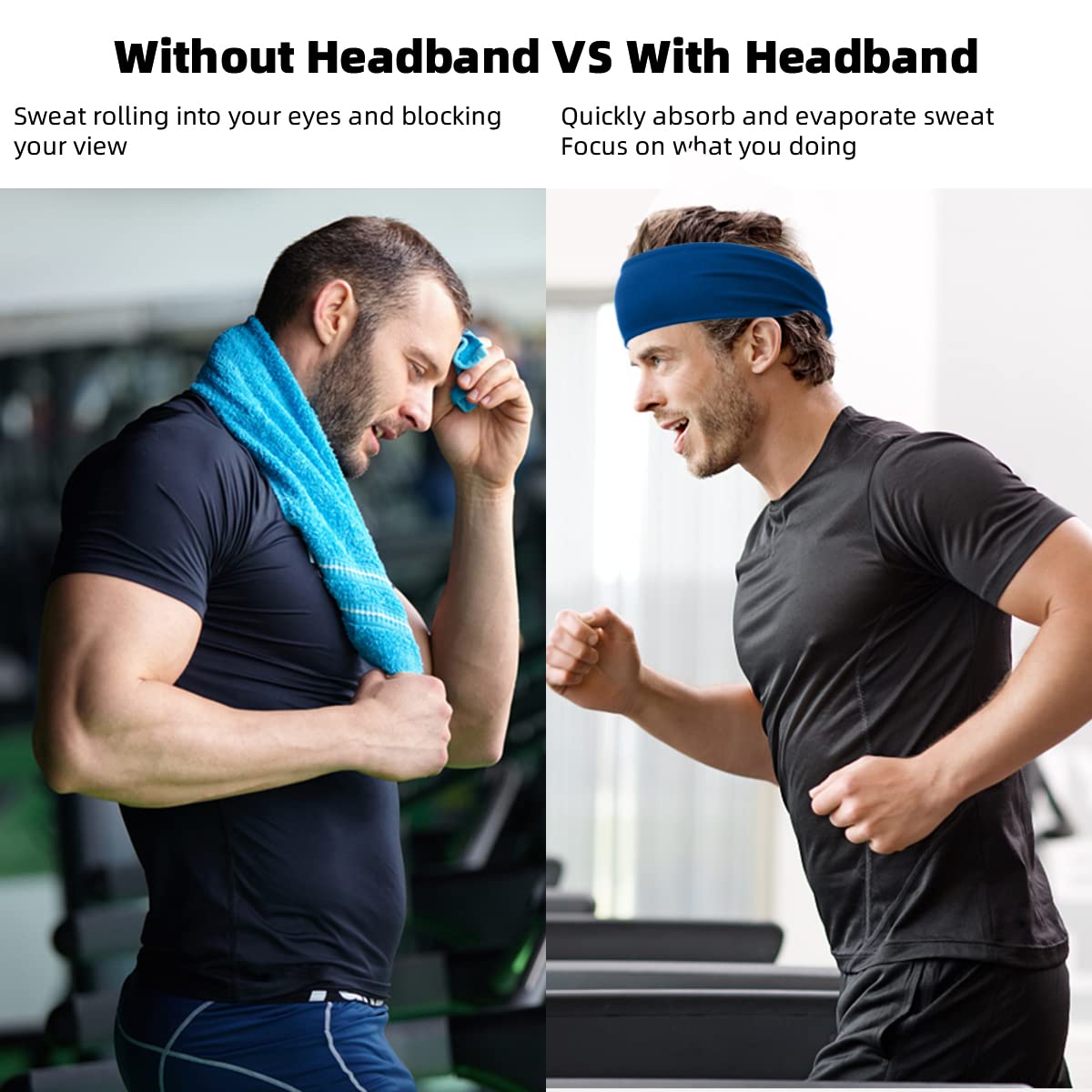4 Pack Unisex Sports Headbands for Men & Women - Moisture Wicking Workout Sweatbands for Running, Yoga, Gym & Fitness - Non Slip Athletic Head Wraps (Helmet Friendly) - Perfect for Workouts, Sports & Active Lifestyles