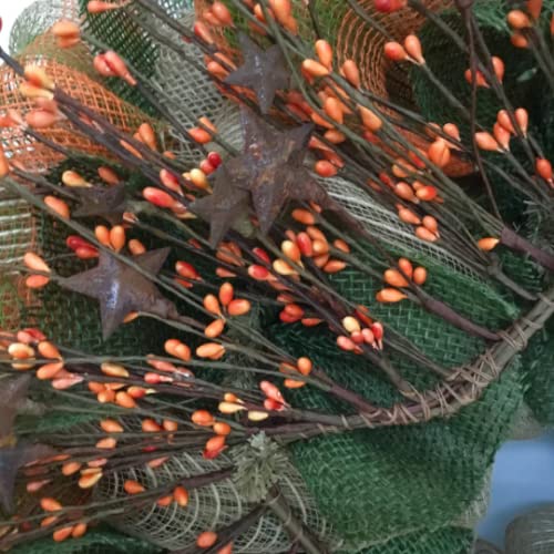 Handmade Autumn Harvest Pip Berries Deco Mesh Wreath - Fall Front Door Decor, Thanksgiving Home Decoration, Seasonal Holiday Wreath for Indoor & Outdoor Use