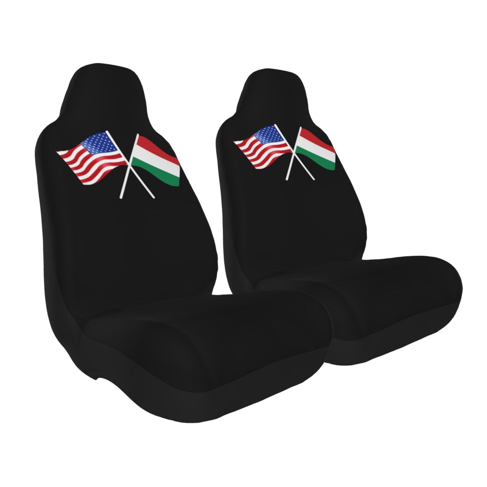 OKLRYNBV American & Hungary Flag Car Seat Covers (2-Piece Set) - Universal Fit for Most Vehicles - Durable & Stylish Protection for Cars, Trucks & SUVs - Perfect for Patriotic Drivers & Travel Enthusiasts