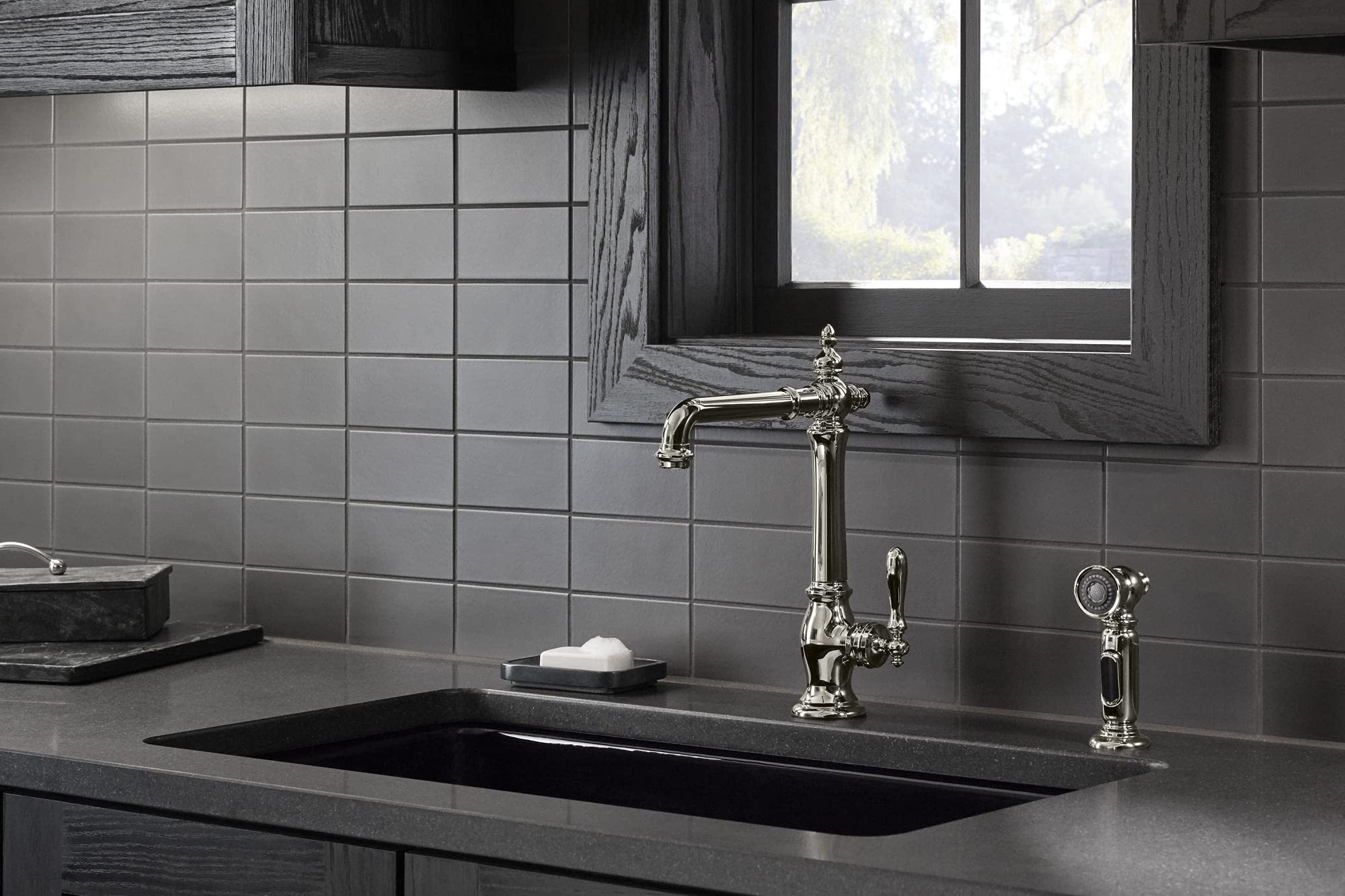 Kohler K-99265-2MB Artifacts Single Handle Pull-Down Kitchen Faucet with Side Sprayer in Vibrant Moderne Brushed Brass Finish - Perfect for Modern Farmhouse & Contemporary Kitchen Renovations