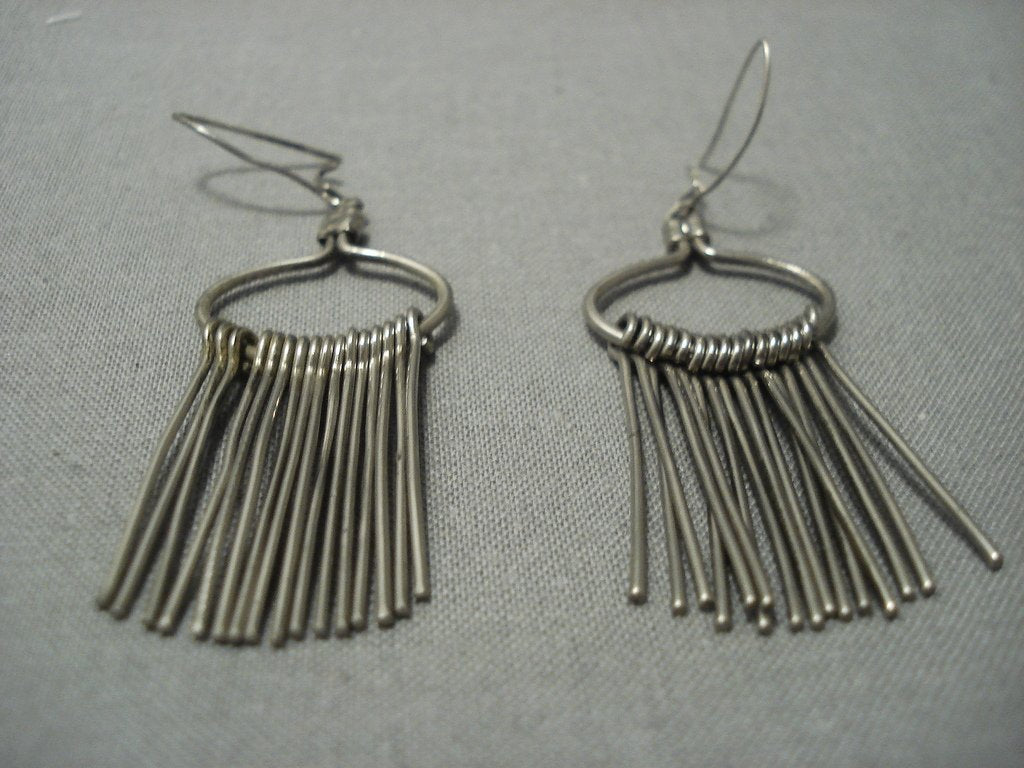 Vintage Navajo Sterling Silver Native American Jewelry Earrings - Handmade Tribal Boho Accessories for Women, Perfect for Festivals & Boho Fashion
