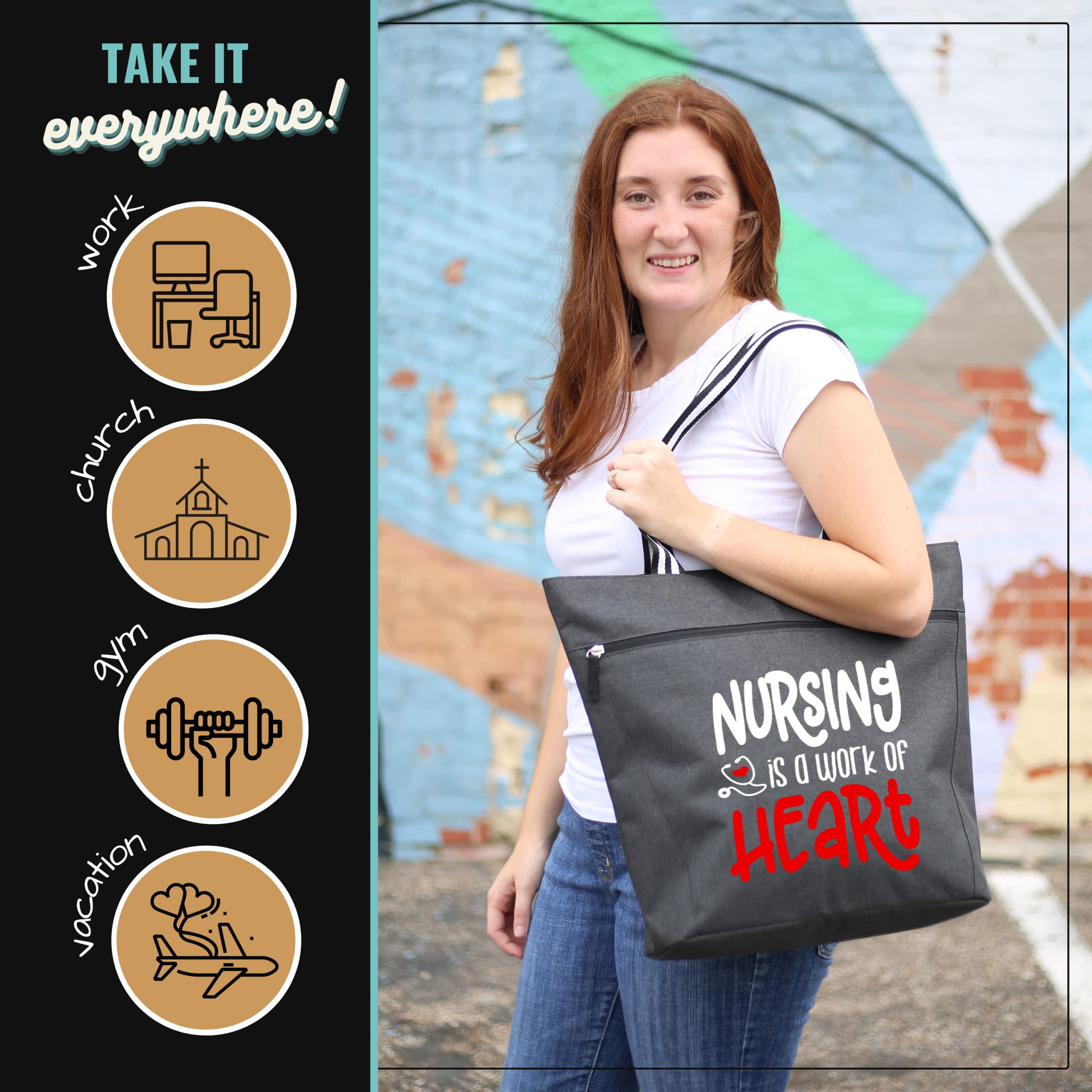Professional Nurse Tote Bag for Women - Large Medical Work Bag with Multiple Zippered Pockets & Reinforced Straps - Perfect Christmas Gift for Healthcare Workers - Ideal for Hospital Shifts, Nursing School & Daily Commute