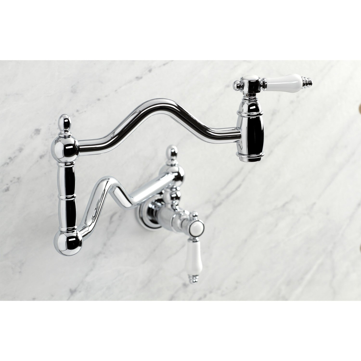Bel Air KS2101BPL Two Handle Pot Filler Faucet - Polished Chrome Finish - Ideal for Kitchen Sink, Stove & Cooking Area