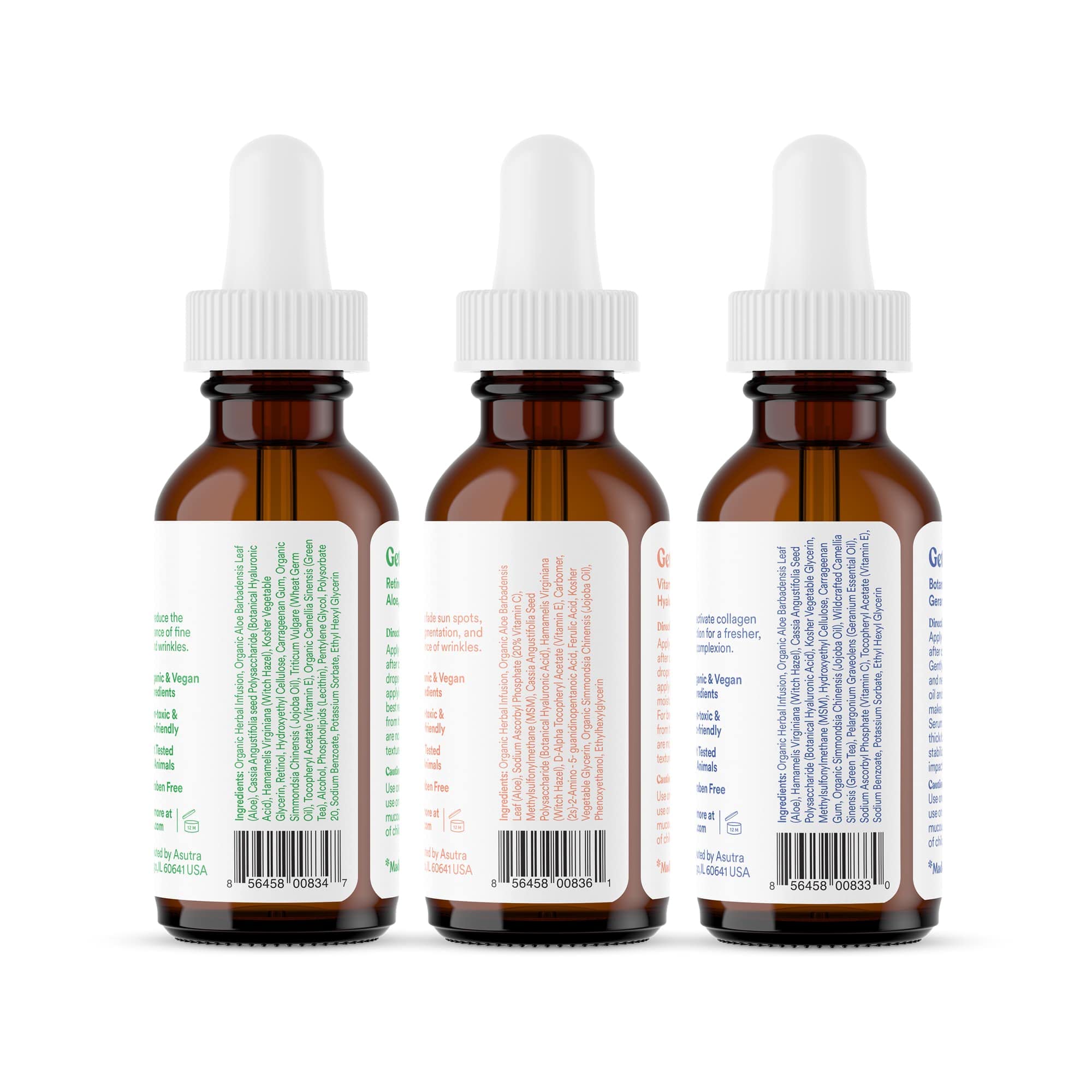ASUTRA Anti-Aging Serum Trio Set - 2.5% Retinol Serum, 20% Vitamin C Serum & Hyaluronic Acid Serum (1 fl oz each) for Glowing Skin | Brightening, Wrinkle Reduction & Hydration | Perfect for Night Routine & Daily Skincare Regimen