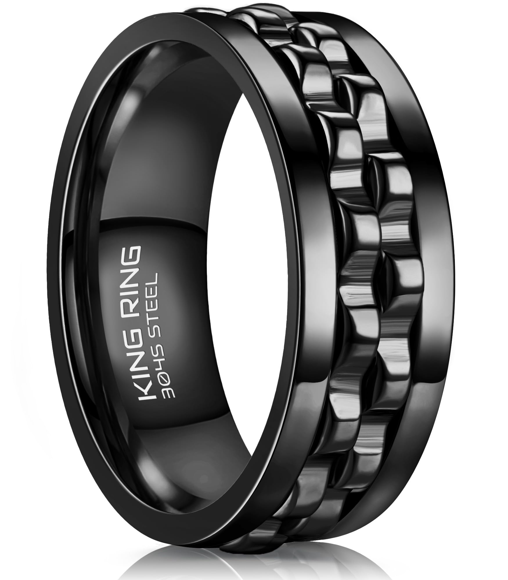 8mm Gear Spinner Rings for Men & Women - Ultra Polished Fidget Rings for Stress Relief & Focus - Perfect for Office, Anxiety Relief & ADHD - Designed in USA