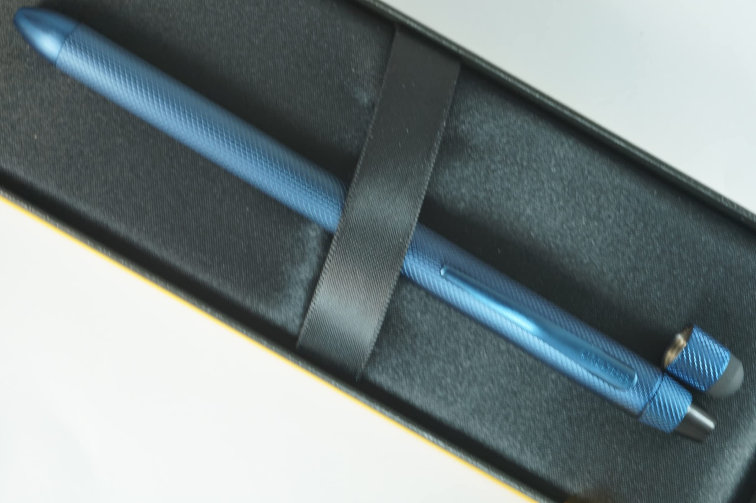 Cross Tech3+ Multi-Function Pen - 0.5mm Pencil, Black & Red Ink Refills, Brushed Dark Blue Diamond Barrel with Interchangeable Caps | Perfect for Office, School & Professional Use