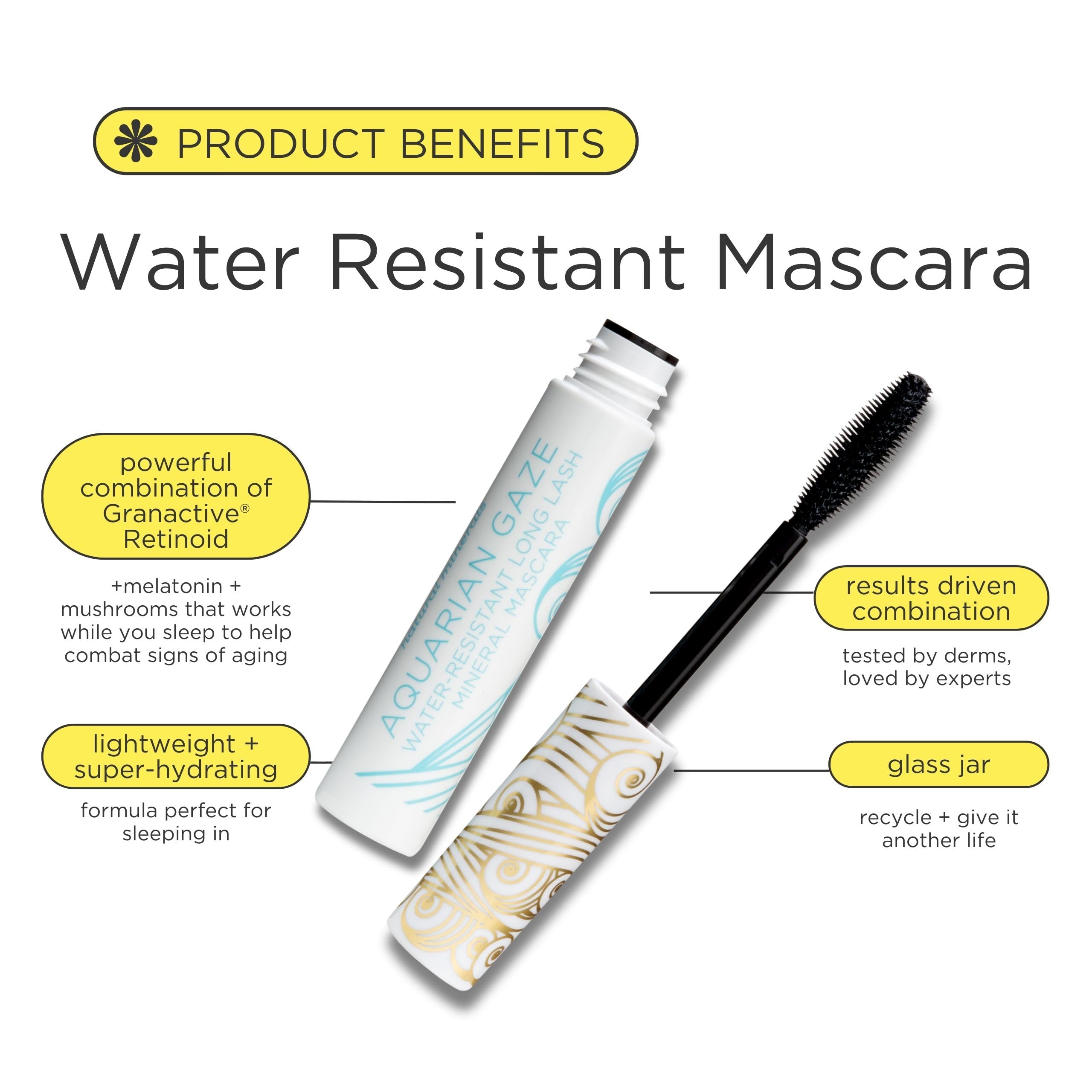 Pacifica Aquarian Gaze Waterproof Mascara in Black - Lengthening, Smudge-Proof & Volumizing Vegan Mascara for Long Lashes | Cruelty-Free & Paraben-Free | Perfect for Swimming, Workouts & All-Day Wear