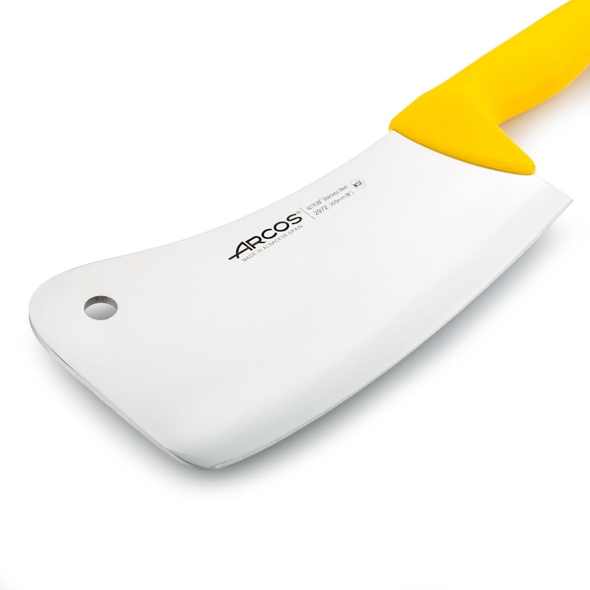 Arcos 2900 Series 8-Inch Professional Butcher Cleaver Knife - Nitrum Stainless Steel Blade with Ergonomic Polypropylene Handle (Yellow) - Perfect for Meat Cutting, Chopping Vegetables & Kitchen Food Prep