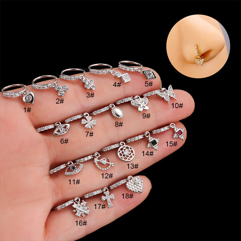 18K Gold Clover Hinged Hoop Septum Ring - Elegant Body Jewelry for Nose Piercing | Perfect for Everyday Wear & Special Occasions