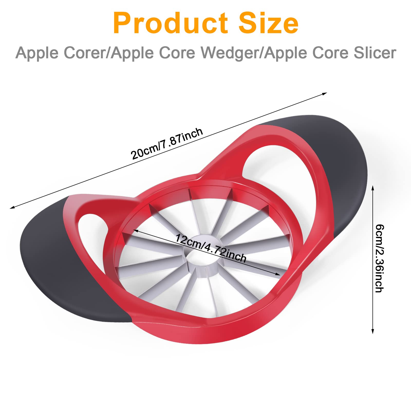 Premium 12-Blade Stainless Steel Apple Slicer & Corer Set with Peeler & Fruit Forks - Kitchen Gadgets for Fruit Prep, Snacks & Entertaining - Red (4.72 Inch)