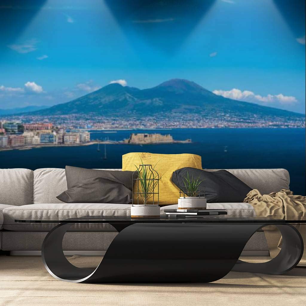 Naples Italy Bay Castle Wall Mural - Peel and Stick Self-Adhesive Wallpaper, Removable Vinyl Film for Home Decor | Perfect for Living Room, Bedroom & Nursery Accent Walls