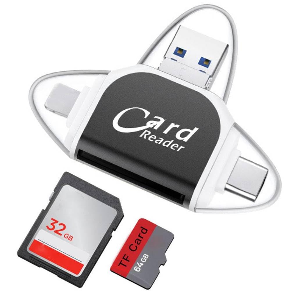 4-in-1 Universal USB Card Reader - SD/TF/Micro SD/Type-C Memory Card Adapter for Camera, Android Phone, Computer - Perfect for Photo Transfer, Data Backup & Mobile Storage Expansion