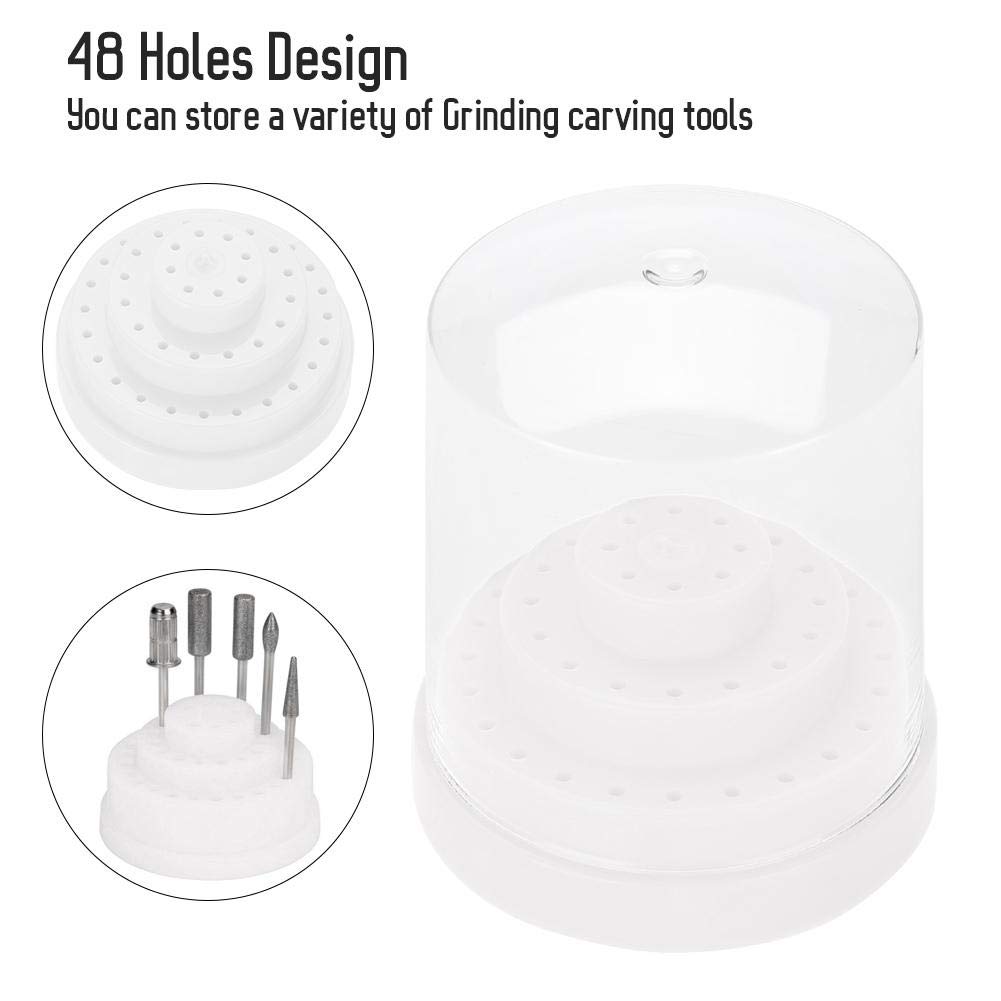 48-Slot Nail Drill Bit Storage Organizer Box - Dustproof Nail Tool Container for Nail Polish Heads & Accessories | Perfect for Salon Professionals & Home Manicure Kits
