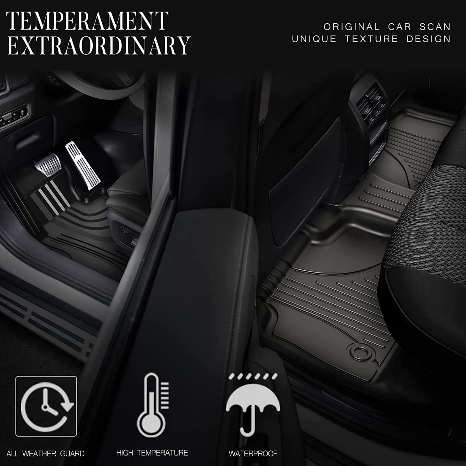AOMSAZTO Custom Fit TPE All-Weather Floor Mats for Jeep Compass 2017-2024 | Durable Non-Slip Car Floor Liners for 1st & 2nd Row | Perfect for Off-Roading, Camping & Daily Commute (Black)