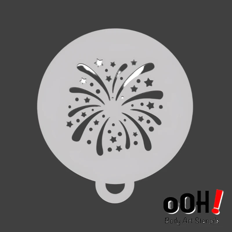 Ooh! Body Art Falling Fireworks Flip Stencil (C37) - Temporary Tattoo Template for Face & Body Painting, Halloween Costumes, Festival Makeup, and Party Accessories
