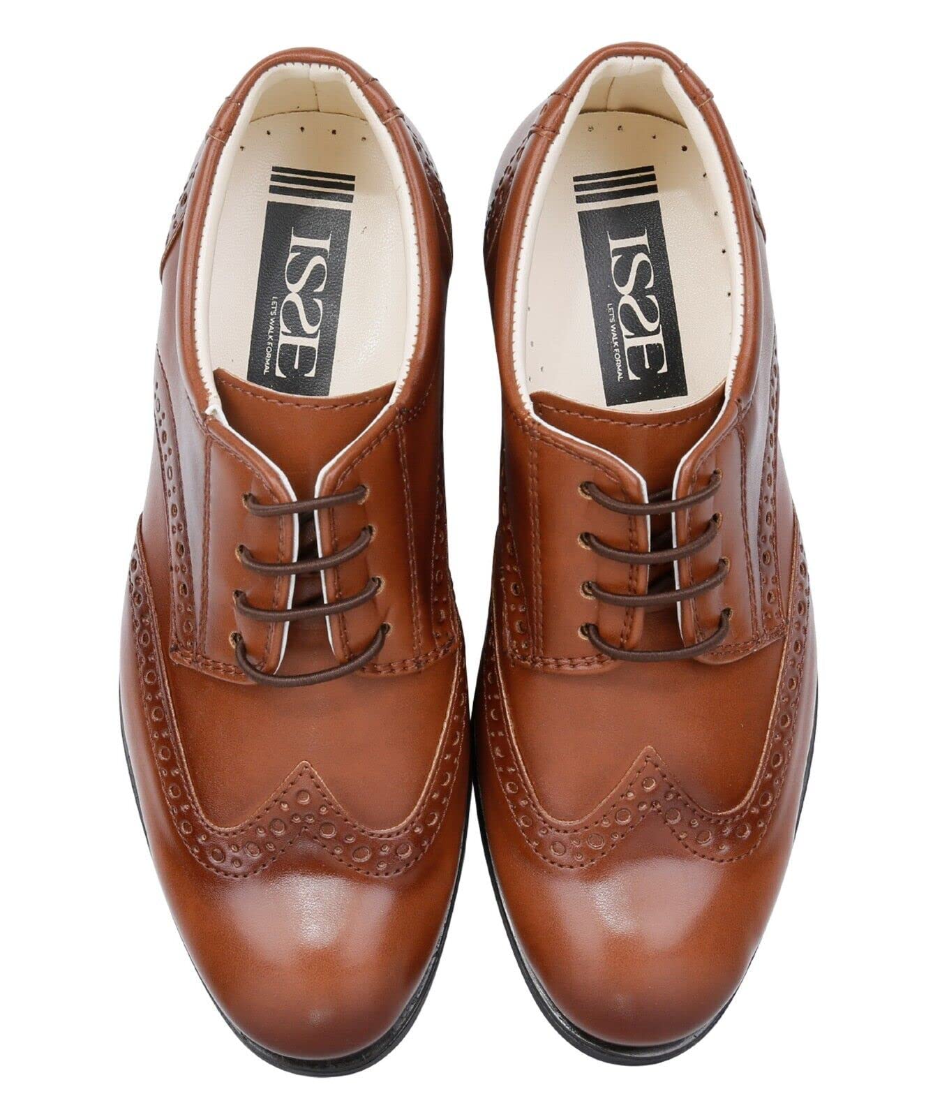 Boys' Patent Leather Derby Dress Shoes - Wingtip Brogue Lace-Up Oxfords for Wedding, Prom & Formal Events - Perfect for School Dances, Special Occasions and Dressy Outfits