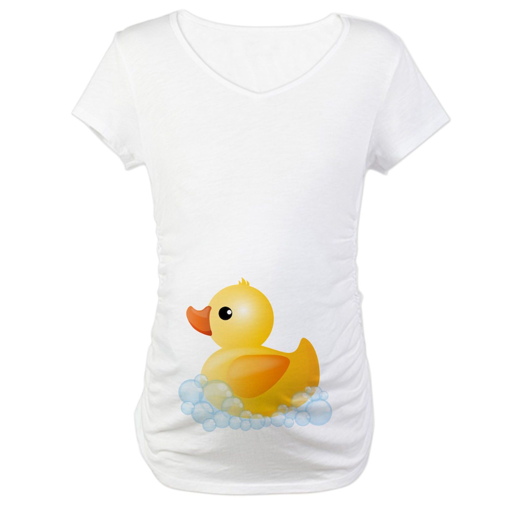 Funny Rubber Duck Maternity T-Shirt for Women - Stretchy Ruched Side Design - Perfect for Baby Showers, Pregnancy Announcements & Maternity Photos