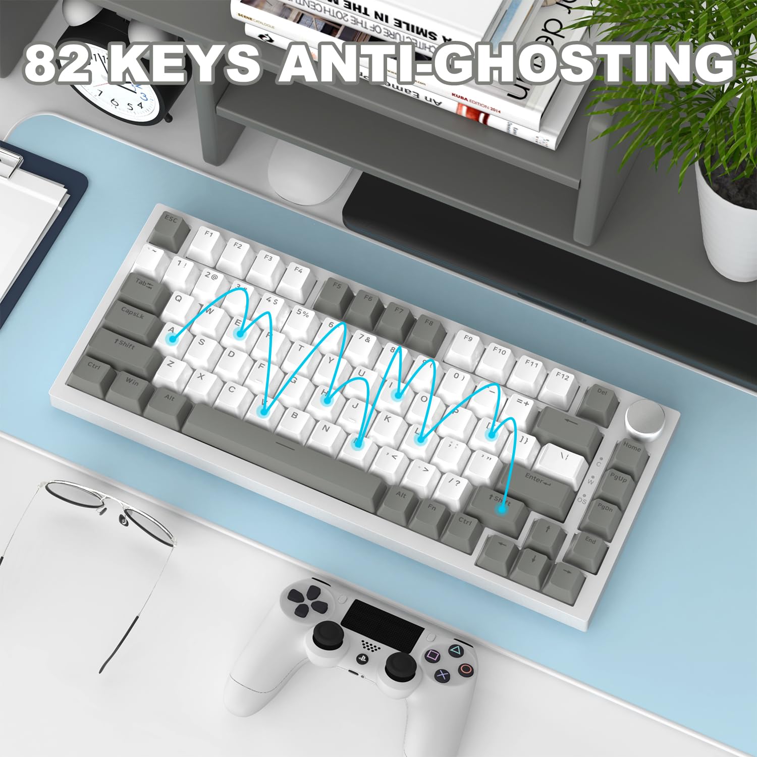 ATTACK SHARK X Ajazz AK820 75% Hot-Swappable Mechanical Gaming Keyboard with Rotary Knob for PC/Mac Gamers