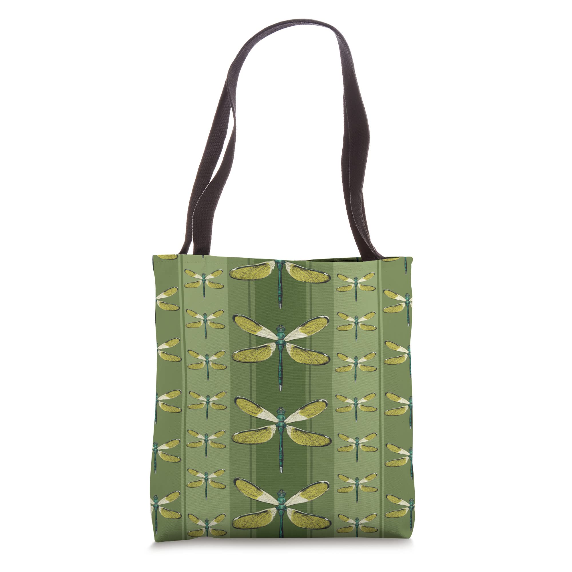 Stylish Dragonfly Garden Insect & Plants Illustration Tote Bag - Eco-Friendly Cotton Canvas Shopping Bag for Women, Perfect for Groceries, Beach & Farmers Market