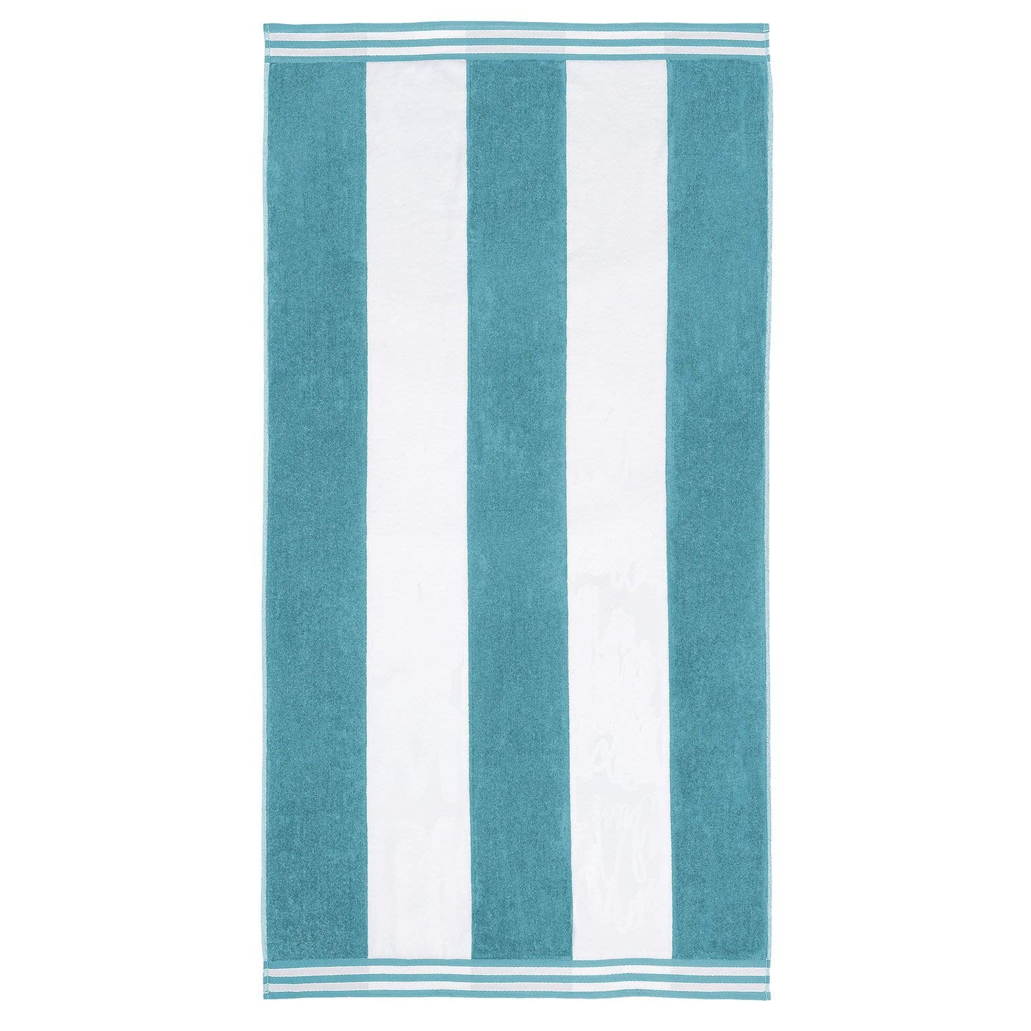 Premium Oversized Jacquard Cotton Beach Towel - Extra Large Cabana Stripe Design, Soft Long Staple Cotton, Quick Dry & Absorbent - Perfect for Pool, Beach, Vacation & Spa Use (Turquoise)