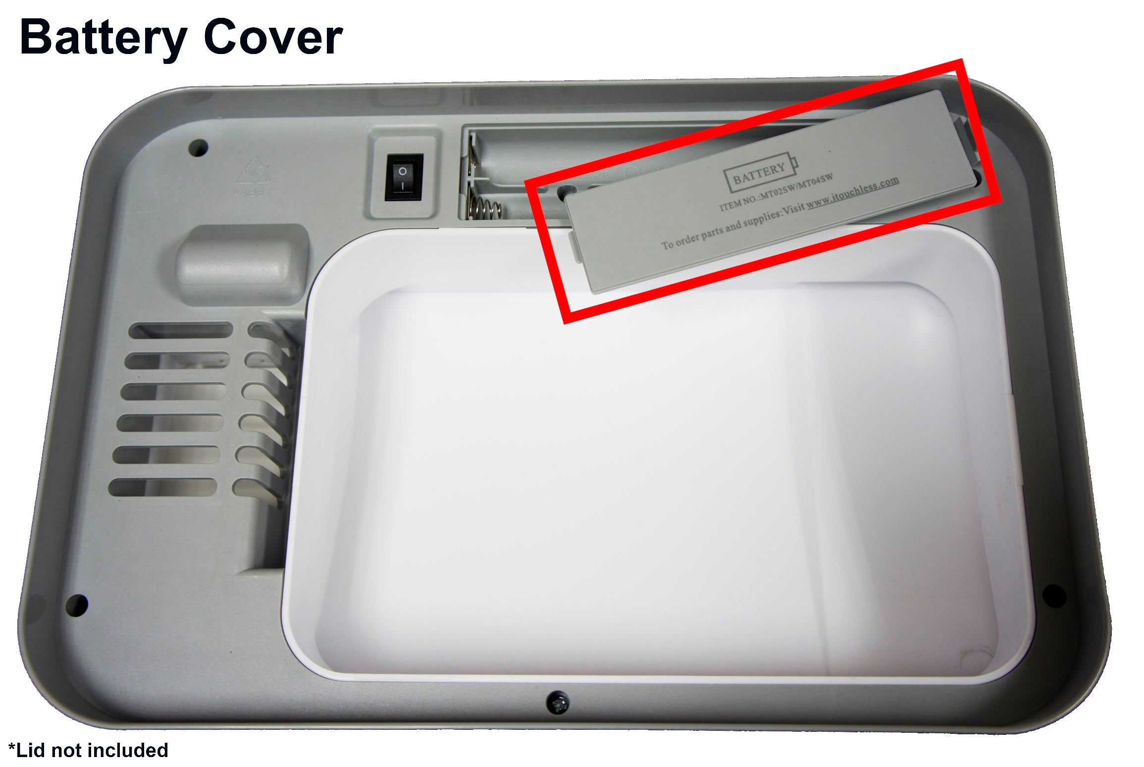 Replacement Battery Cover for MT02SW & MT04SW Trash Cans - Durable Plastic Cover for Motion Sensor Trash Bins - Perfect for Kitchen, Bathroom & Office Use