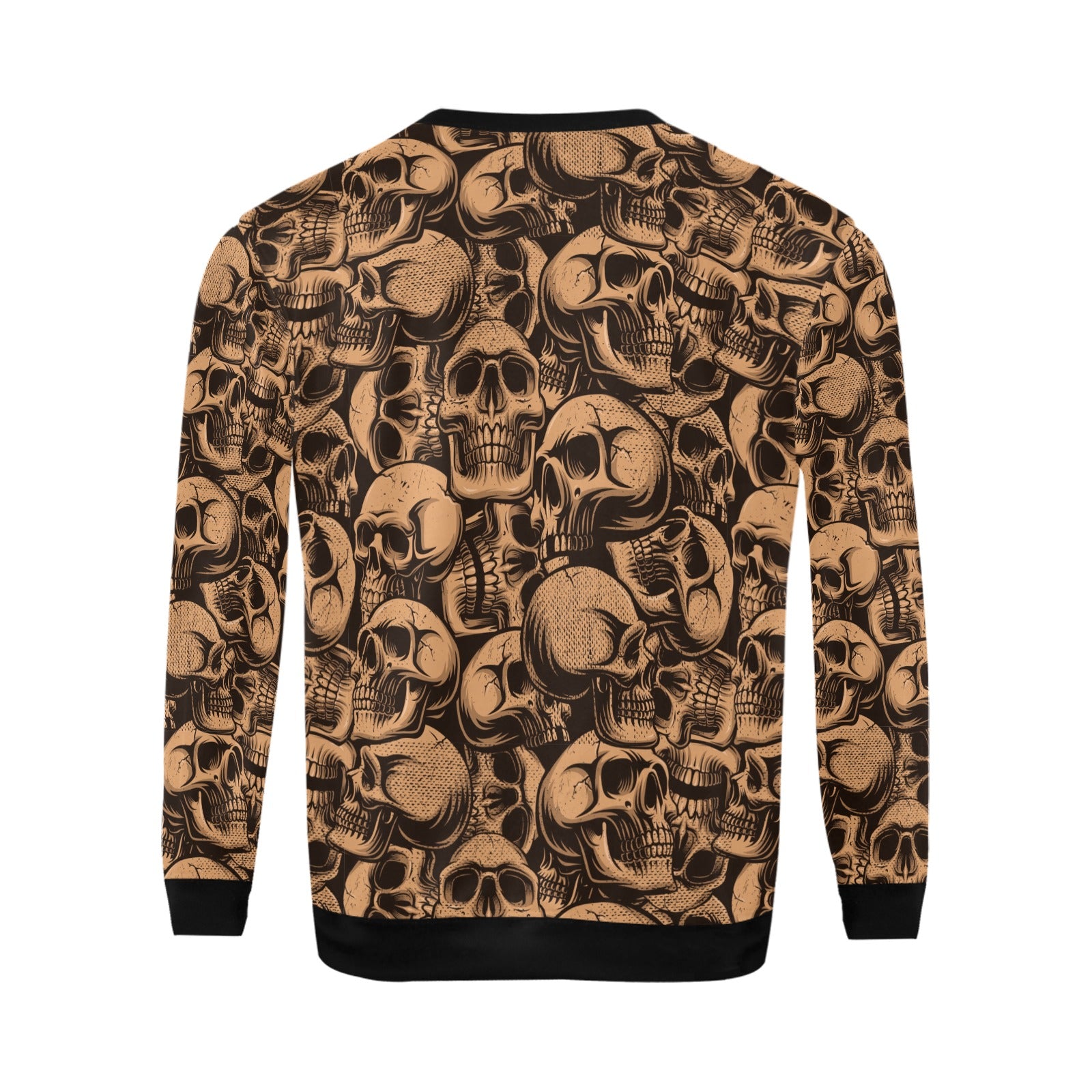 Bronze Skulls Men's Crew Neck Sweatshirt - Gothic Streetwear Pullover for Casual Outfits & Halloween Costumes