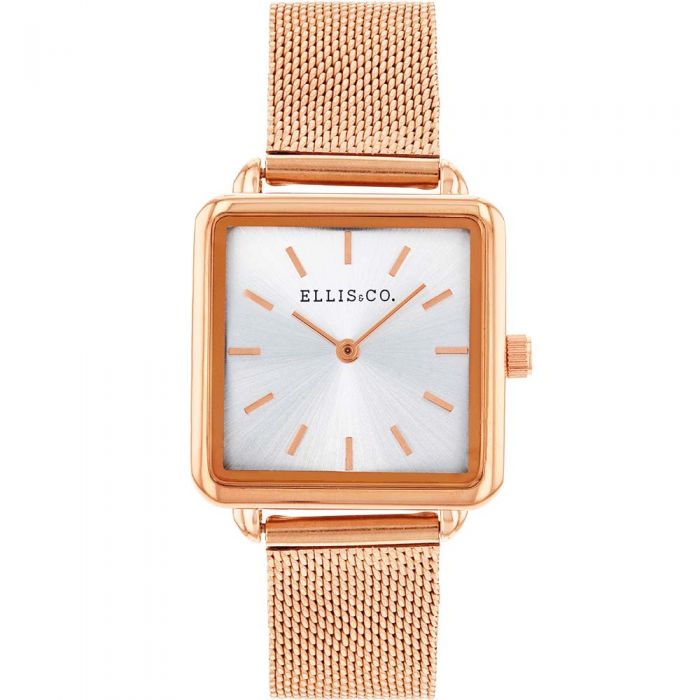 Ellis & Co 'Alyssa' Rose Gold Stainless Steel Mesh Bracelet Women's Watch - Elegant Fashion Accessory for Daily Wear, Office & Special Occasions
