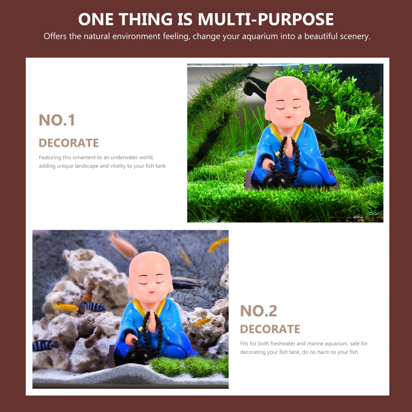 FAVOMOTO Solar Monk Figurine - Buddha Car & Home Decor for Dashboard