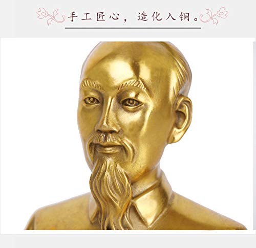 LAOJUNLU Pure Copper Ho Chi Minh Statue - Handcrafted Vietnamese Leader Bust for Home & Office Decor - Perfect for History Enthusiasts, Asian Art Collectors and Unique Gift Ideas