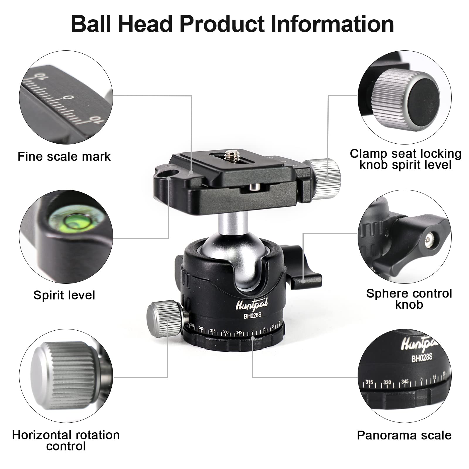 HUNTPAL Portable Rapid Shooting Tripod with Ball Head Mount - Aluminum Rifle Saddle Clamp & Arca Swiss Quick Release Plate for Hunting, Shooting Sticks, and Gun Rest - Perfect for Outdoor Hunting, Target Practice, and Wildlife Photography