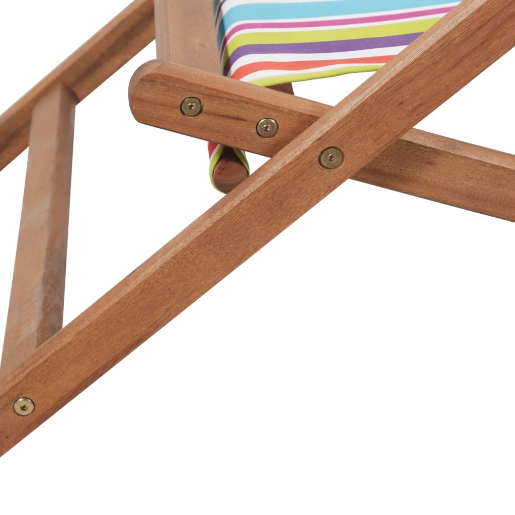 SKM Folding Beach Chair - Portable Wooden Frame with Durable Fabric, Lightweight & Compact for Outdoor, Camping, Picnic, Travel - Multicolor 3998
