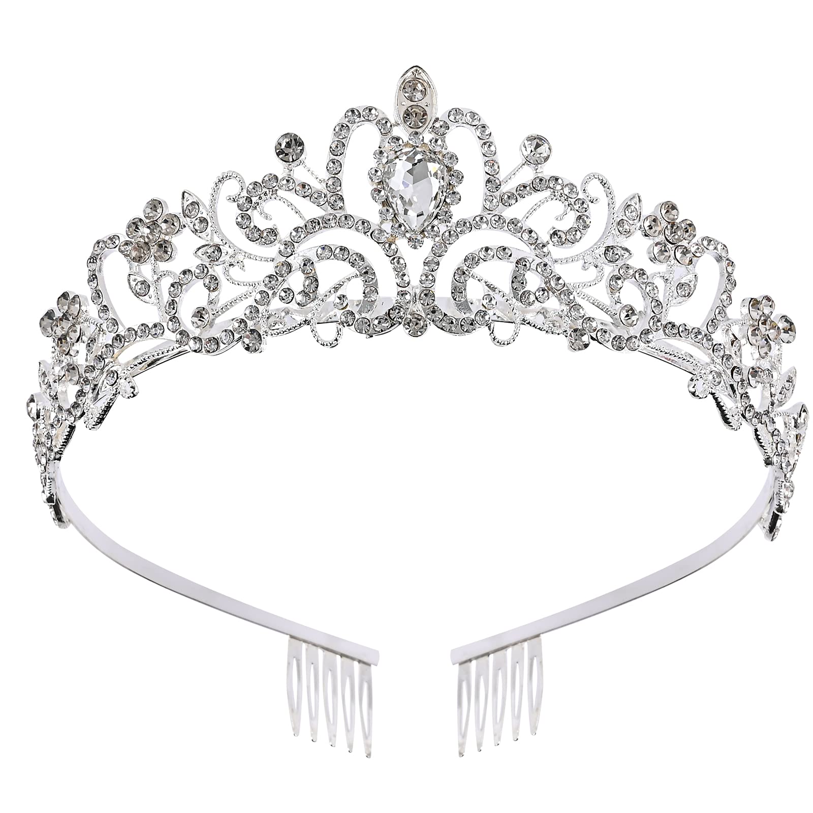 Sparkling Silver Princess Crown for Women & Girls - Crystal Queen Tiara for Bridal, Birthday, Prom, Pageant, Halloween & Christmas Costume Accessories | Perfect for Weddings, Parties & Special Occasions