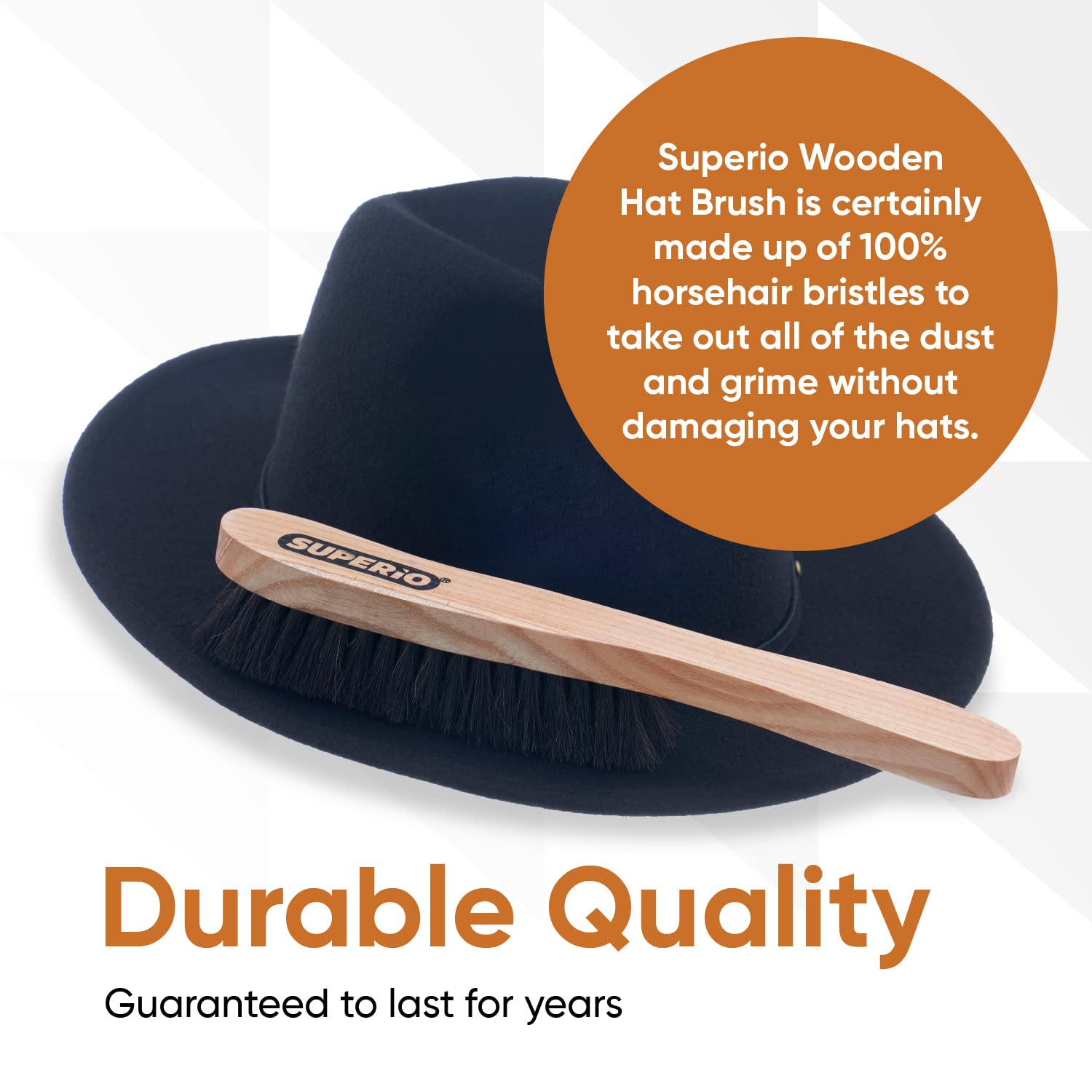 Premium Horsehair Hat Brush - Soft Bristle Cleaning Brush for Baseball Caps, Cowboy Hats, Shoes & Clothes | Durable Wooden Handle Dust & Lint Remover | Perfect for Hat Care, Wardrobe Maintenance & Home Cleaning