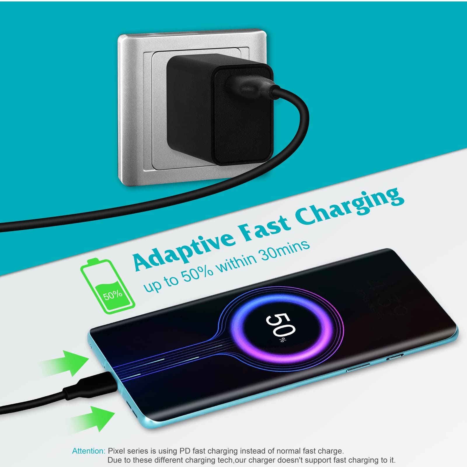 UL Listed 15W QC Fast Charger Wall Plug with 6ft Micro USB Cable - Quick Charge USB Power Adapter for Allview V4 Viper | Perfect for Home, Office & Travel Charging