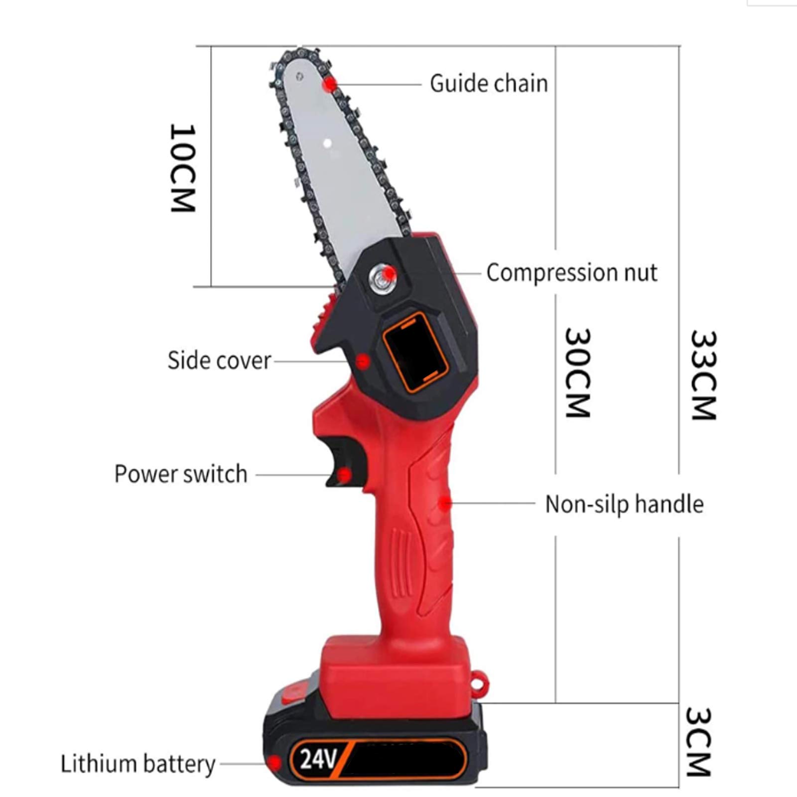 4 Inch Cordless Mini Chain Saw - 24V Rechargeable Battery, One-Hand Electric Pruning Saw for Tree Cutting, Branch Trimming & Yard Work | Perfect for Gardening, Landscaping & DIY Wood Projects (Blue)