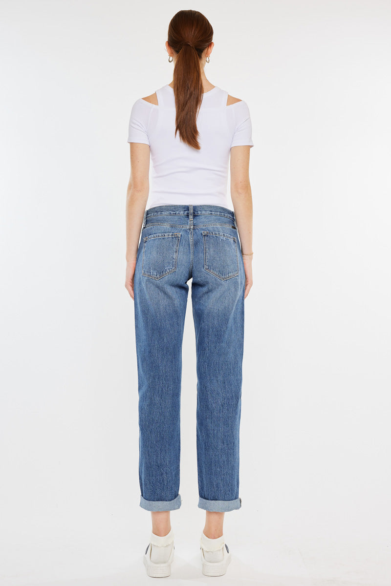 Stylish Zyra Mid Rise Boyfriend Jeans for Women - Comfortable Relaxed Fit Denim Pants - Perfect for Casual Outings & Everyday Wear