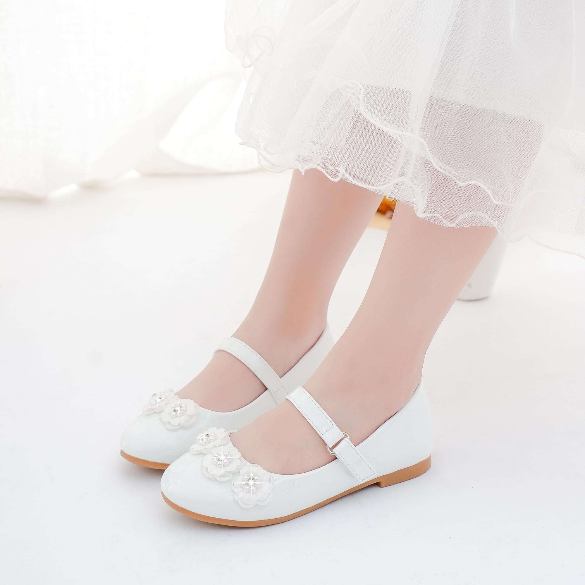 Flower Girl Shoes for Toddlers & Kids - Comfortable Low Heel Princess Wedding Flats | Perfect for Weddings, Pageants & Special Occasions