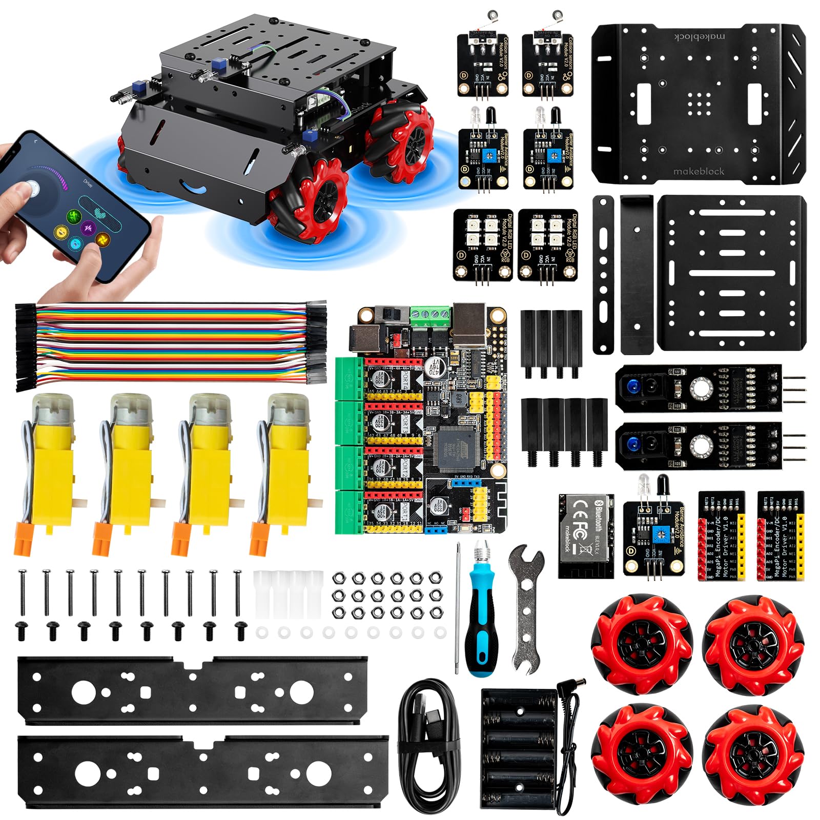 Makeblock mBot Mega Programmable Robot Kit with Mecanum Wheels - Compatible with Arduino IDE & Raspberry Pi | STEM Learning Robotics Kit for Teens & Adults | Perfect for Coding, Electronics & DIY Robotics Projects | Great Gift for STEM Education & Home Learning