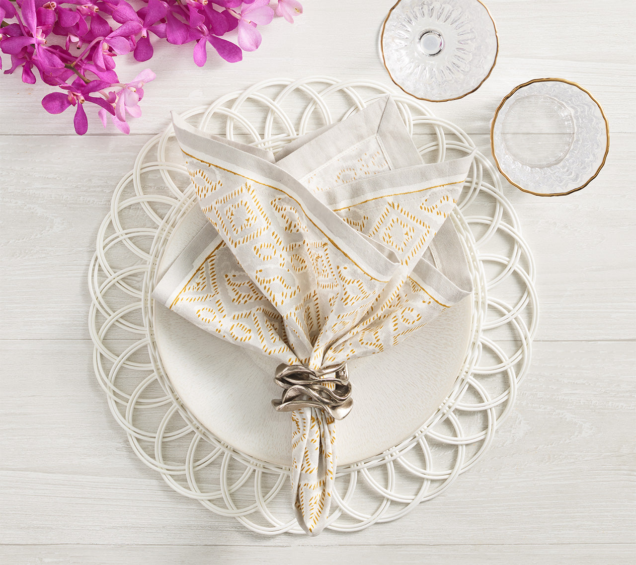 Natural & Gray Alfresco Napkins - Premium Outdoor Dining Cloth for Picnics, BBQs, and Garden Parties