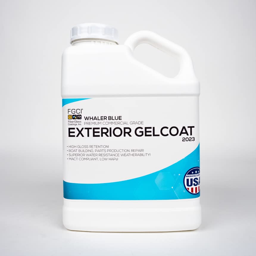 1 Gallon Marine Grade Gel Coat for Boat Building & Fiberglass Repair - RV, Carbon Fiber Restoration & Patching Kit (Whaler Blue) | Professional Watercraft, RV & Marine Surface Repair Solution