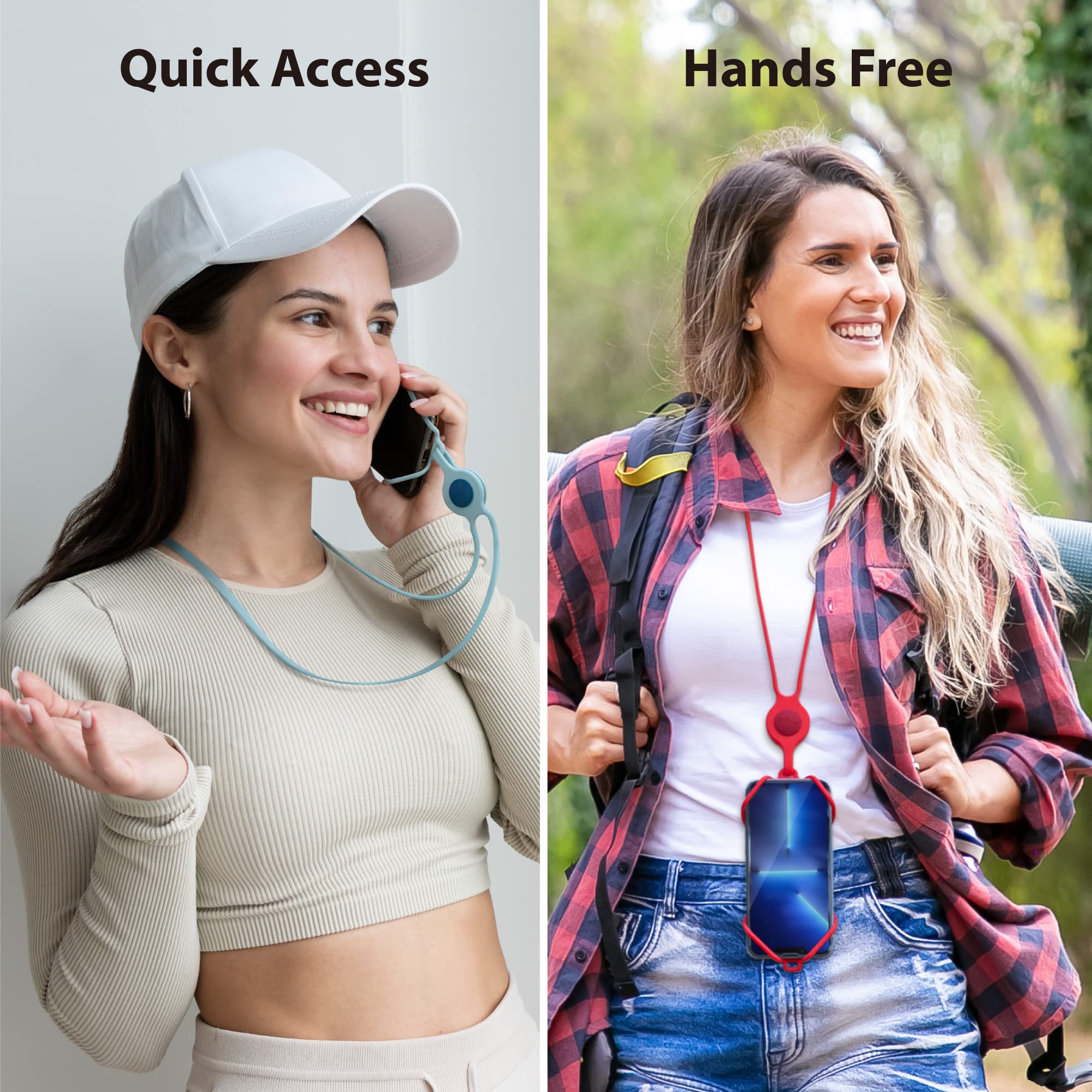 Adjustable Silicone Phone Lanyard - Universal Neck Strap Holder for iPhone, Samsung & Most Smartphones (Morandi Blue) | Hands-Free for Running, Shopping & Travel