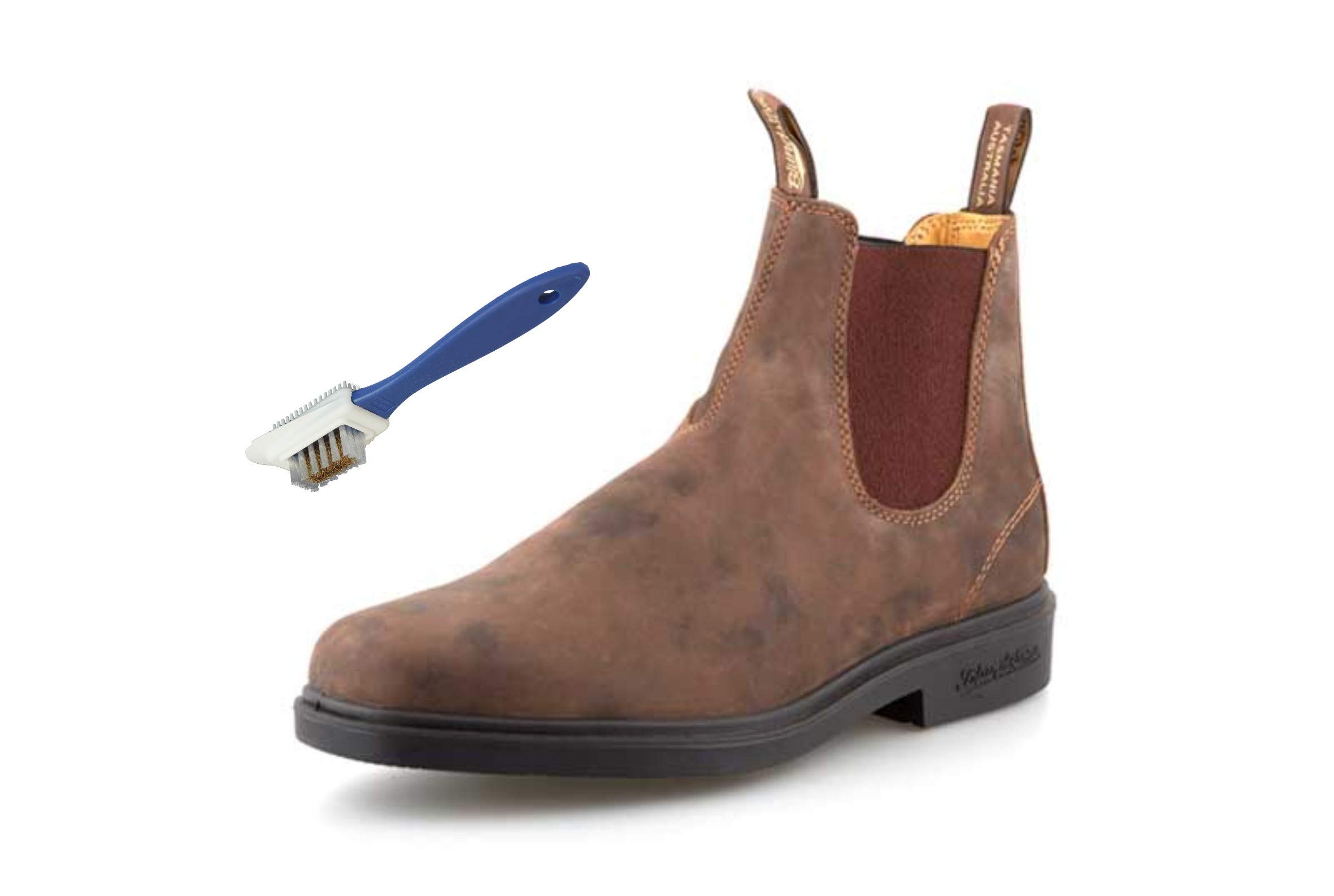 Blundstone 1306 Chisel Toe Boots - Rustic Brown Leather Work Boots with Free Cleaning Brush - Durable & Comfortable for Outdoor, Hiking & Casual Wear