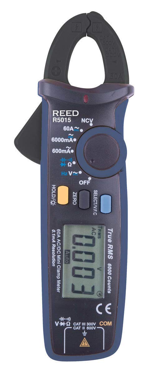 REED Instruments R5015 True RMS mA Clamp Meter - Professional AC/DC Current Clamp Tester for Electrical Maintenance, HVAC, and Automotive Diagnostics | Perfect for Electricians and Technicians
