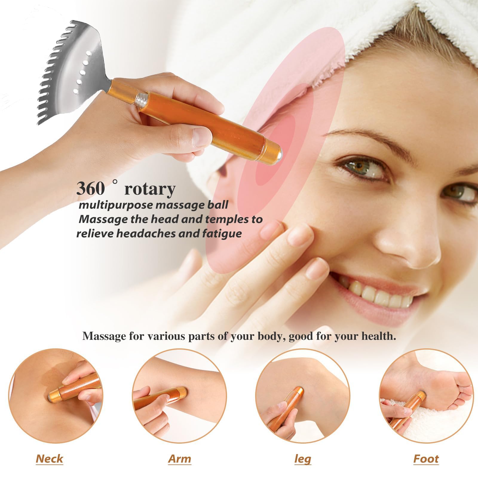 Telescopic Back Scratcher with Steel Roller Ball - Extendable Metal Scratcher with Wooden Handle, Wide Claw Design for Back, Scalp & Body Relief - Portable Massage Tool for Home, Office & Travel Use