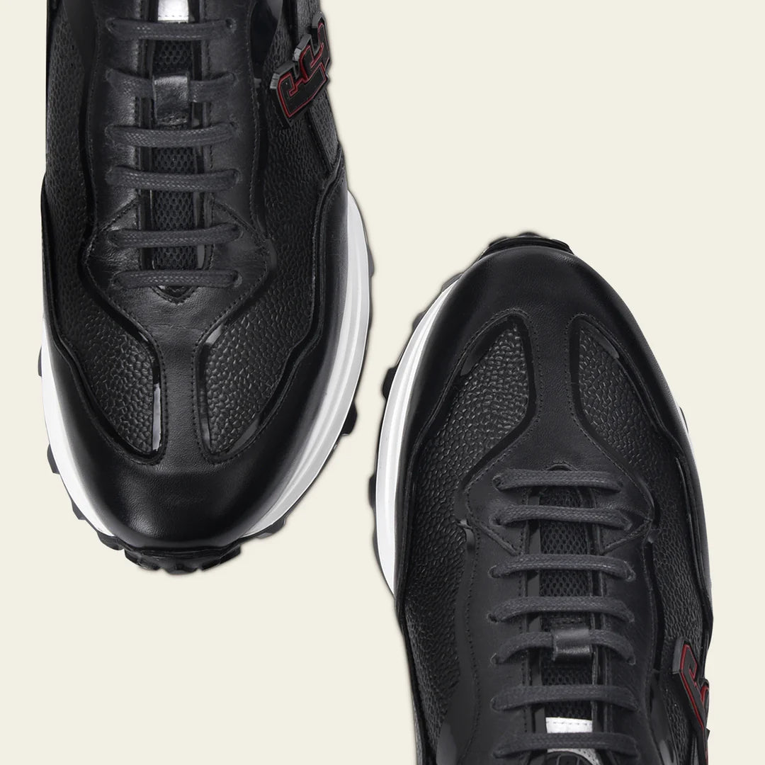 **Men's Cuadra Black Casual Cowhide Leather Sneakers - Stylish & Comfortable for Daily Wear, Walking & Travel**