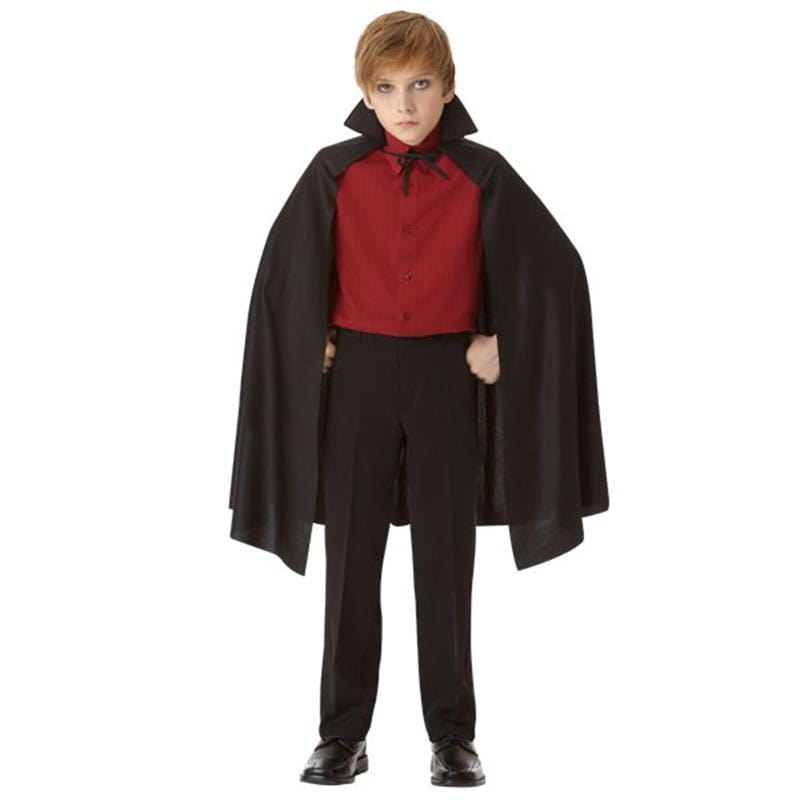 Kids Black Cape with Detachable Collar - Halloween Costume, Cosplay, Superhero Dress-Up for Boys & Girls