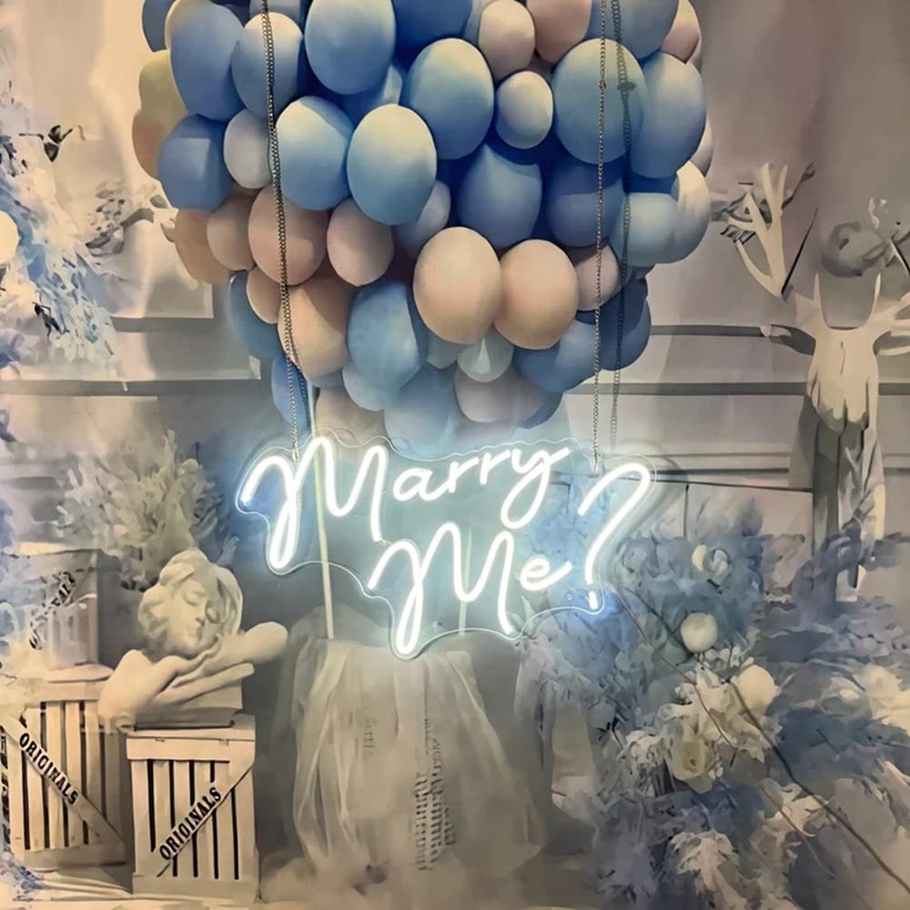 Custom Neon 'Marry Me' Sign with LED Lights - Wedding Proposal Decor, Bedroom Wall Art, Unique Gift for Women (17.7x8.8 Inches) - Perfect for Romantic Proposals, Anniversary Surprises & Wedding Decorations